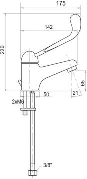 NOVASERVIS METALIA 55 umyvadlová stojánková baterie, chrom 55001/1L,0 Technický nákres