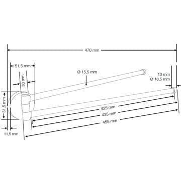 CONCEPT 100 držák ručníků 470 mm, dvojramenný, otočný, chrom 400901 Technický nákres