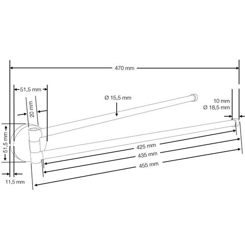 CONCEPT 100 držák ručníků 470 mm, dvojramenný, otočný, chrom 400901 Technický nákres