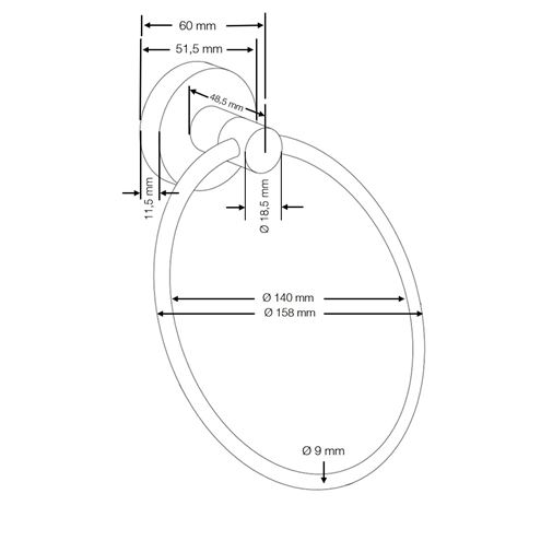 CONCEPT 100 držák ručníku 158 mm, chrom 400903 Technický nákres