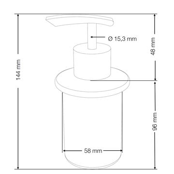 CONCEPT 100 dávkovač tekutého mýdla 130 ml, sklo, černá 401009 Technický nákres