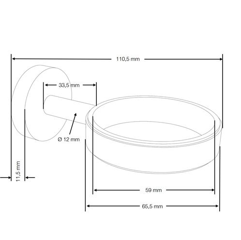 CONCEPT 100 univerzální držák, nástěnný, černá 401017 Technický nákres