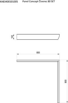 CONCEPT 100 80 SET panel, pro čtvercovou vaničku, bílá XA83400101005 Technický nákres