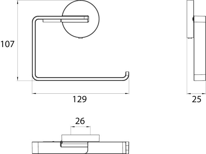 CONCEPT 200 držák toaletního papíru, nástěnný, chrom 010-8396 Technický nákres