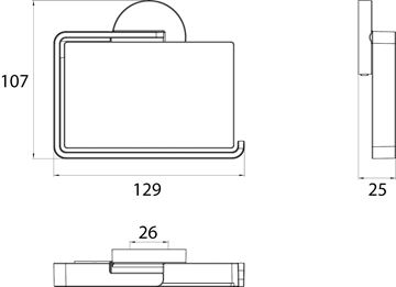 CONCEPT 200 držák toaletního papíru s krytem, nástěnný, chrom 010-8395 Technický nákres