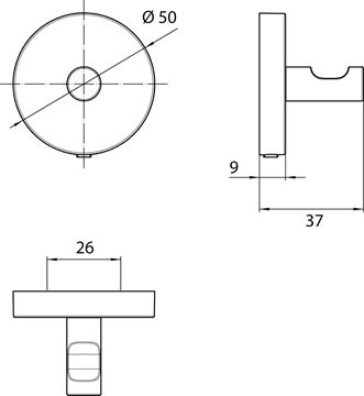 CONCEPT 200 háček na ručník, chrom 010-8405 Technický nákres