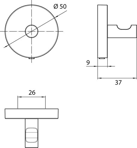 CONCEPT 200 háček na ručník, chrom 010-8405 Technický nákres