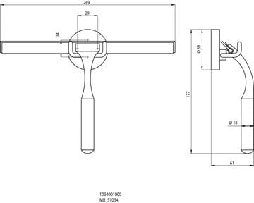 CONCEPT 200 stěrka na sklo, chrom 010-8467 Technický nákres