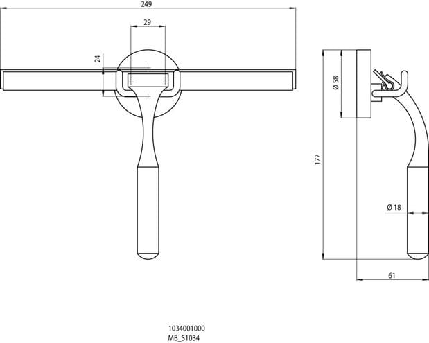 CONCEPT 200 stěrka na sklo, chrom 010-8467 Technický nákres