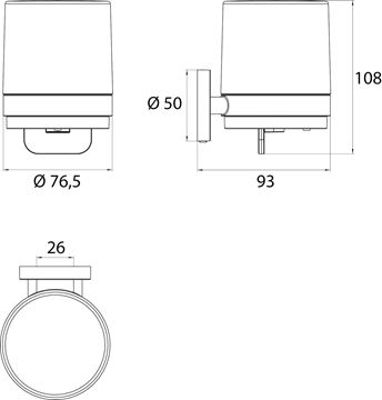 CONCEPT 200 dávkovač tekutého mýdla, nástěnný, sklo, chrom 010-8400 Technický nákres