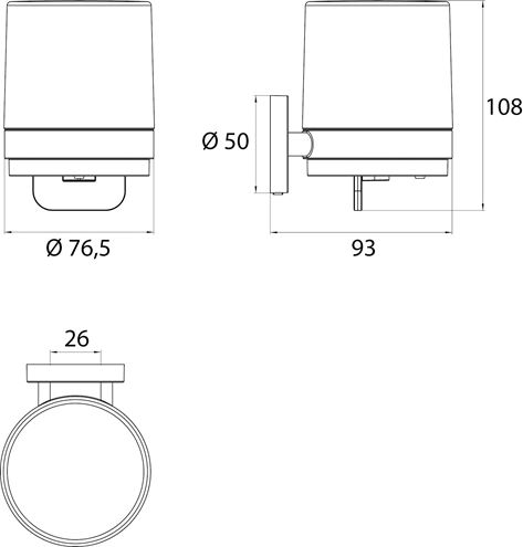 CONCEPT 200 dávkovač tekutého mýdla, nástěnný, sklo, chrom 010-8400 Technický nákres