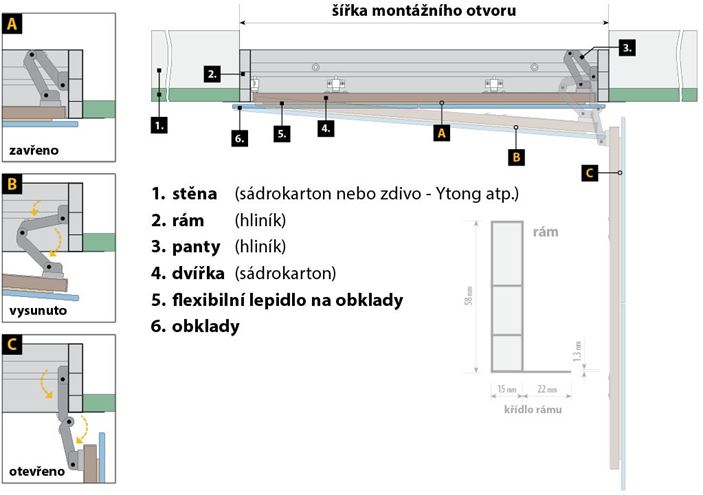 PROFIL EU RD-AL/S revizní dvířka 600x600 mm, pod obklad RD-AL/S 600x600 Technický nákres