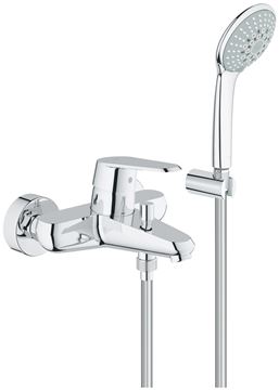 GROHE EURODISC COSMOPOLITAN vanová nástěnná baterie, s přepínačem, se sprchovou soupravou, chrom