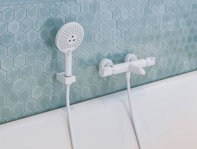 HANSGROHE ECOSTAT vanová nástěnná termostatická baterie, s přepínačem, matná černá 13114670 Obrázek - fotka