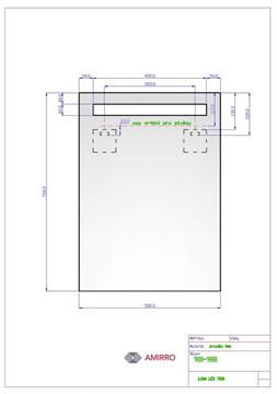 AMIRRO LUNA LED zrcadlo 50x70 cm, s osvětlením 900-988 Technický nákres