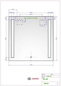 AMIRRO LUMINA SENZOR LED zrcadlo 70x70 cm, s osvětlením, se senzorem 901-480 Technický nákres