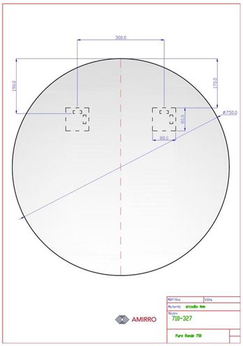 AMIRRO PURE RONDE zrcadlo 75 cm 710-327 Technický nákres
