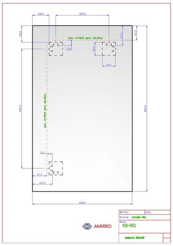 AMIRRO AMBIENTE zrcadlo 60x80 cm, reverzibilní, s osvětlením 410-821 Technický nákres