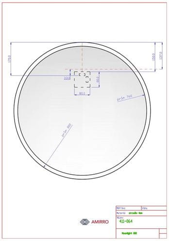 AMIRRO MOONLIGHT zrcadlo 80 cm, s osvětlením 411-064 Technický nákres