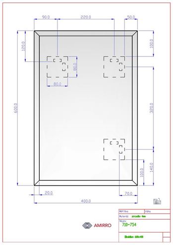 AMIRRO OBSIDIAN zrcadlo 40x60 cm, reverzibilní 710-754 Technický nákres