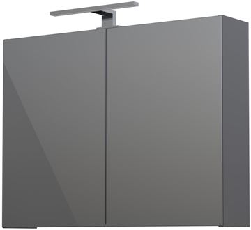 CONCEPT 250 zrcadlová skříňka 80x60x16 cm, osvětlení, s vypínačem a el. zásuvkou, antracit lesk