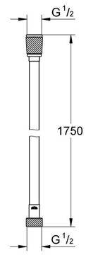 GROHE SILVERFLEX sprchová hadice 1750 mm, hladká, TwistFree, AntiFold, plast, warm sunset 28388DA0 Technický nákres