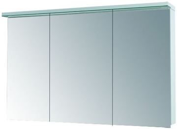 DŘEVOJAS ASTON GA3OE 120 zrcadlová skříňka 120x76,5x21 cm, osvětlení, s vypínačem a el. zásuvkou, lamino, lesklá bílá