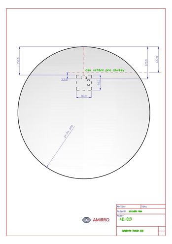AMIRRO AMBIENTE zrcadlo 60 cm, s osvětlením 411-019 Technický nákres