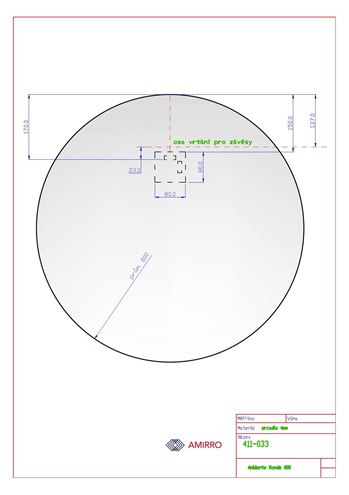 AMIRRO AMBIENTE zrcadlo 80 cm, s osvětlením 411-033 Technický nákres