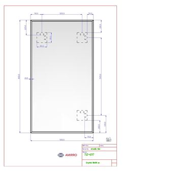 AMIRRO CRYSTAL zrcadlo 50x80 cm, reverzibilní 712-697 Technický nákres