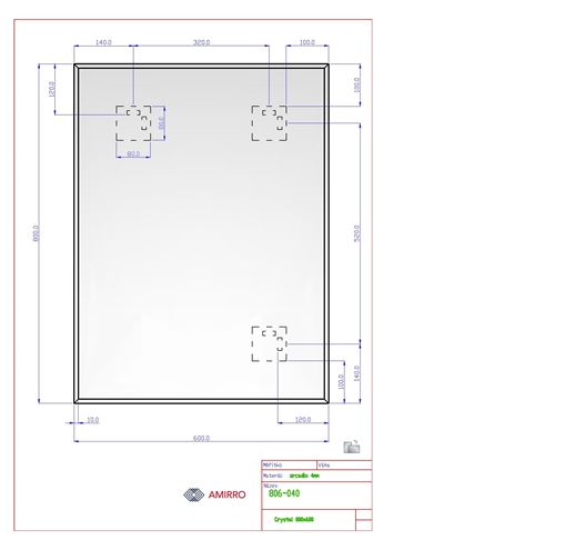 AMIRRO CRYSTAL zrcadlo 60x80 cm, reverzibilní 806-040 Technický nákres