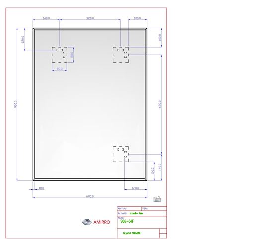 AMIRRO CRYSTAL zrcadlo 60x90 cm, reverzibilní 906-04F Technický nákres