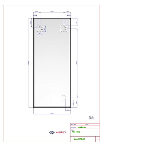AMIRRO CRYSTAL zrcadlo 60x120 cm, reverzibilní 901-260 Technický nákres