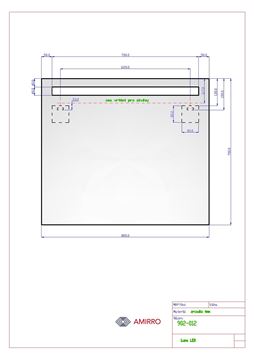 AMIRRO LUNA LED zrcadlo 80x70 cm, s osvětlením 902-012 Technický nákres