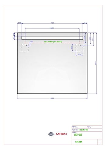 AMIRRO LUNA LED zrcadlo 80x70 cm, s osvětlením 902-012 Technický nákres