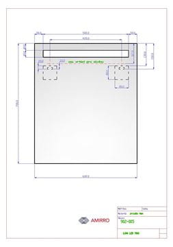 AMIRRO LUNA LED zrcadlo 60x70 cm, s osvětlením 902-005 Technický nákres