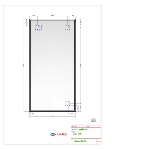 AMIRRO OBSIDIAN zrcadlo 70x150 cm, reverzibilní 710-755 Technický nákres