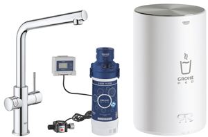 GROHE RED DUO dřezová elektronická baterie, s ohřevem, velikost M, GROHE ChildLock, napájení ze sítě, chrom