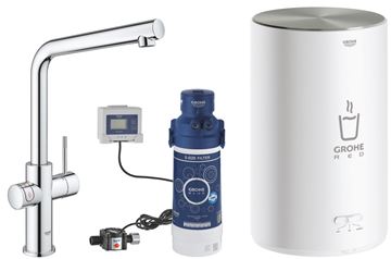 GROHE RED DUO dřezová elektronická baterie, s ohřevem, velikost M, GROHE ChildLock, napájení ze sítě, chrom