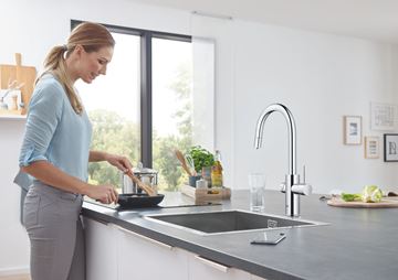 GROHE BLUE HOME dřezová elektronická baterie, s vytahovací koncovkou, s filtračním a chladícím zařízením, Bluetooth, napájení ze sítě, chrom 31541000 Obrázek - fotka