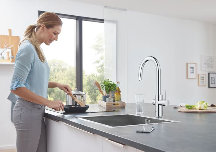GROHE BLUE HOME dřezová elektronická baterie, s vytahovací koncovkou, s filtračním a chladícím zařízením, Bluetooth, napájení ze sítě, chrom 31541000 Obrázek - fotka