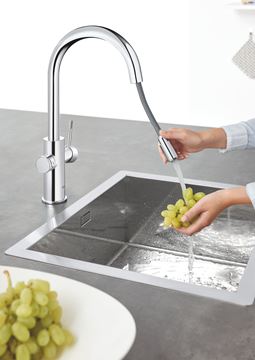 GROHE BLUE HOME dřezová elektronická baterie, s vytahovací koncovkou, s filtračním a chladícím zařízením, Bluetooth, napájení ze sítě, chrom 31541000 Obrázek - fotka