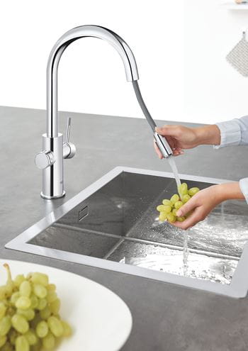 GROHE BLUE HOME dřezová elektronická baterie, s vytahovací koncovkou, s filtračním a chladícím zařízením, Bluetooth, napájení ze sítě, chrom 31541000 Obrázek - fotka