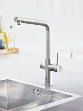 GROHE BLUE HOME dřezová elektronická baterie, s filtračním a chladícím zařízením, Bluetooth, napájení ze sítě, supersteel 31454DC1 Obrázek - fotka
