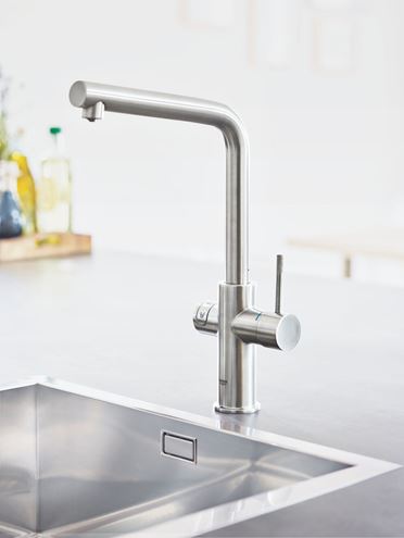 GROHE BLUE HOME dřezová elektronická baterie, s filtračním a chladícím zařízením, Bluetooth, napájení ze sítě, supersteel 31454DC1 Obrázek - fotka