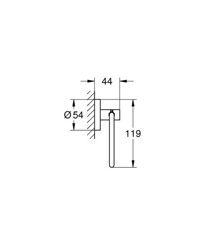 GROHE ESSENTIALS držák toaletního papíru, nástěnný, kartáčovaný hard graphite 40689AL1 Technický nákres