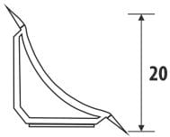PROFIL-EU profil 20x20mm, 1,85m, vanový, oblý, s lepící páskou, PVC, bílá 600001 Technický nákres