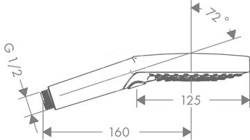 HANSGROHE RAINDANCE SELECT S 3JET ruční sprcha pr. 125 mm, 3 proudy, EcoSmart, matná bílá 26531700 Technický nákres