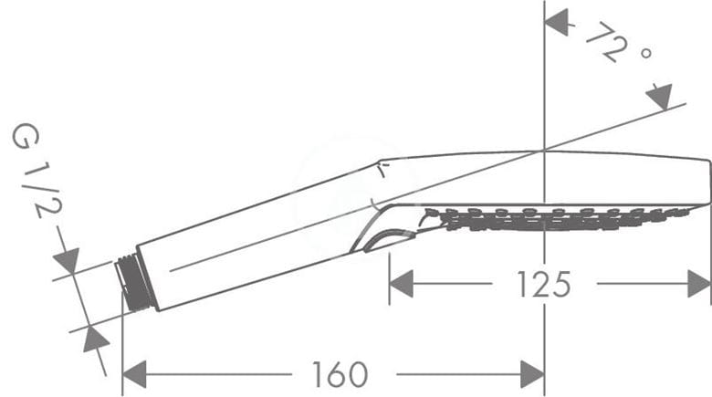 HANSGROHE RAINDANCE SELECT S 3JET ruční sprcha pr. 125 mm, 3 proudy, EcoSmart, matná bílá 26531700 Technický nákres