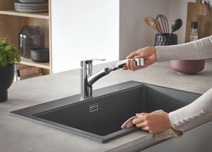 GROHE EUROSMART dřezová baterie, s vytahovací sprškou, chrom 30305001 Obrázek - fotka